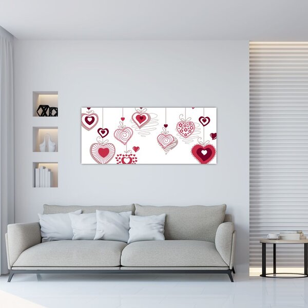 Slika naslikanih srca (120x50 cm)