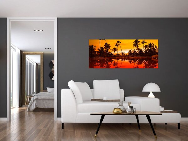 Slika - Zalazak sunca nad resortom (120x50 cm)
