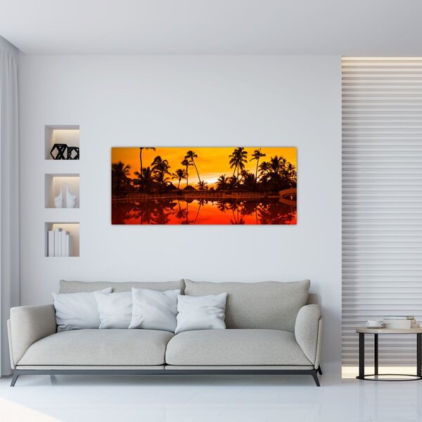 Slika - Zalazak sunca nad resortom (120x50 cm)