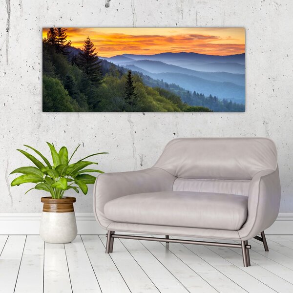 Slika - Crveni oblaci u planinama (120x50 cm)