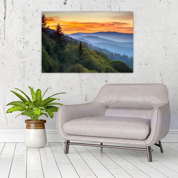 Slika - Crveni oblaci u planinama (90x60 cm)
