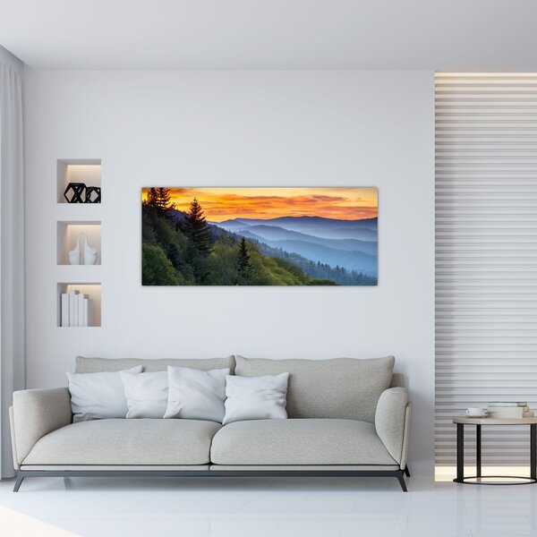 Slika - Crveni oblaci u planinama (120x50 cm)