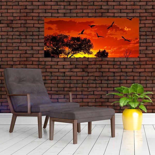 Slika ptica u zalasku sunca (120x50 cm)
