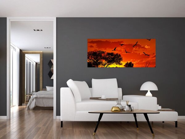Slika ptica u zalasku sunca (120x50 cm)