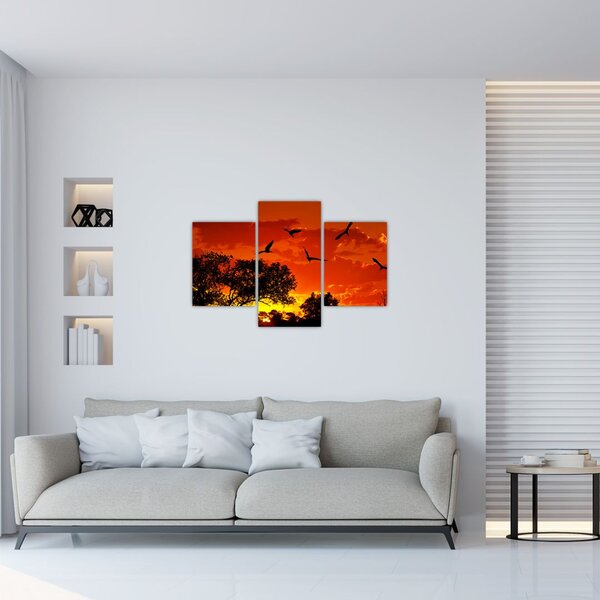 Slika ptica u zalasku sunca (90x60 cm)