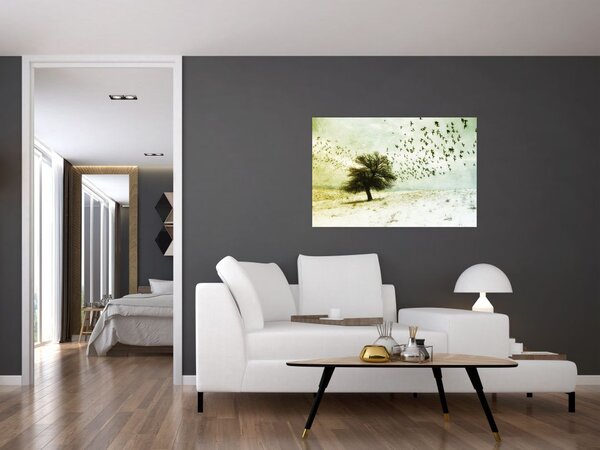Slika - Naslikano jato ptica (90x60 cm)
