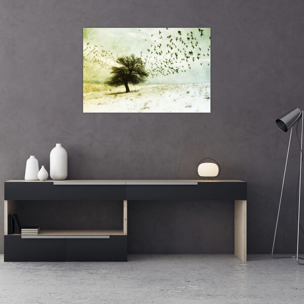 Slika - Naslikano jato ptica (90x60 cm)