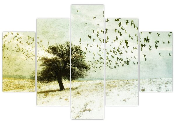 Slika - Naslikano jato ptica (150x105 cm)