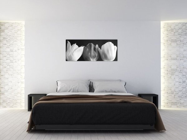 Slika - Crno-bijeli cvjetovi tulipana (120x50 cm)