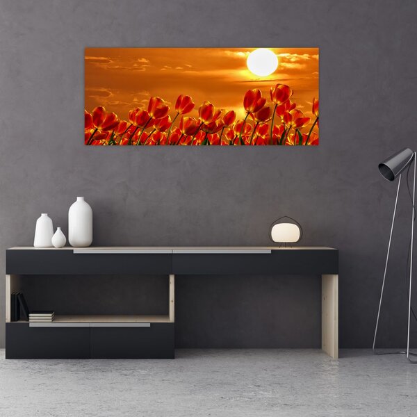 Slika cvatućeg polja s tulipanima (120x50 cm)