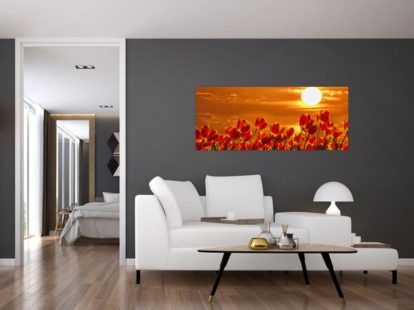 Slika cvatućeg polja s tulipanima (120x50 cm)