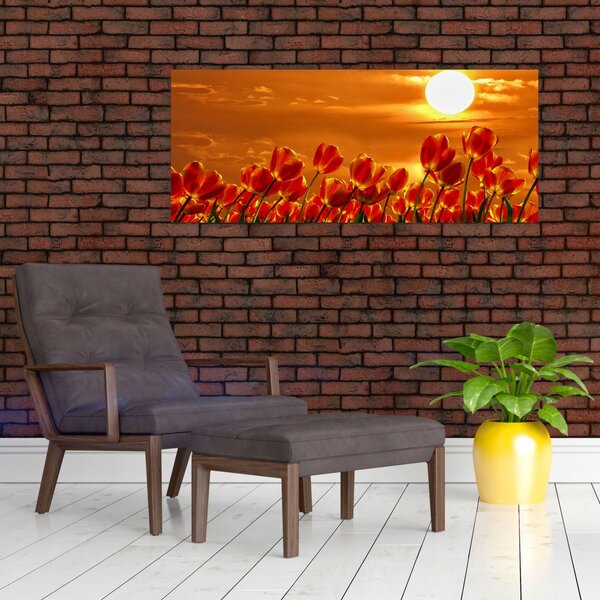 Slika cvatućeg polja s tulipanima (120x50 cm)