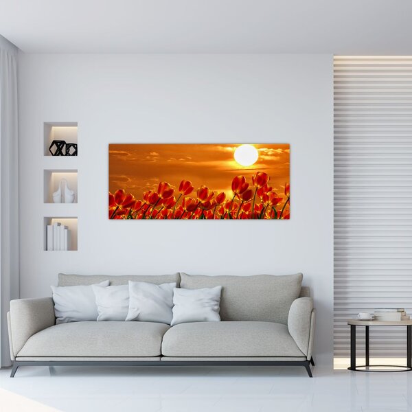 Slika cvatućeg polja s tulipanima (120x50 cm)