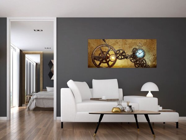 Slika povijesnih satnih mehanizama (120x50 cm)