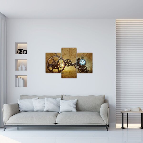 Slika povijesnih satnih mehanizama (90x60 cm)