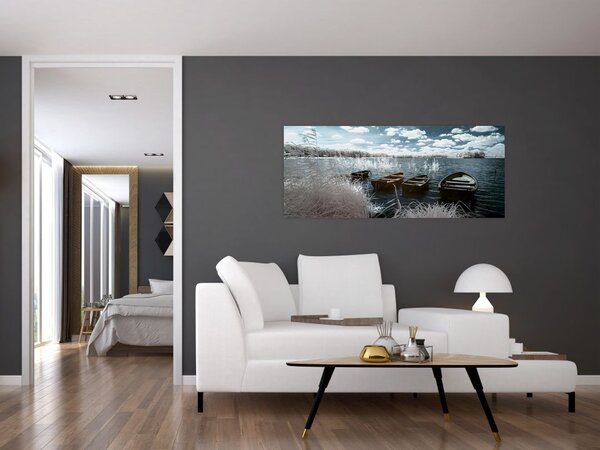 Slika - Drveni čamci na jezeru (120x50 cm)