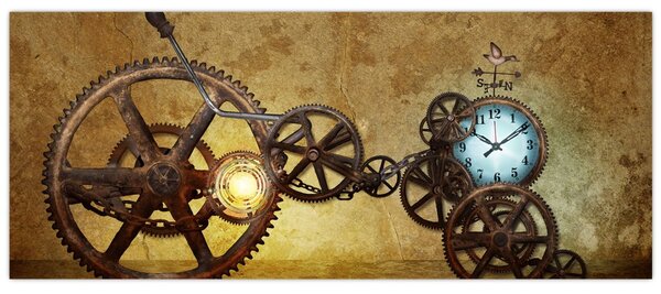 Slika povijesnih satnih mehanizama (120x50 cm)