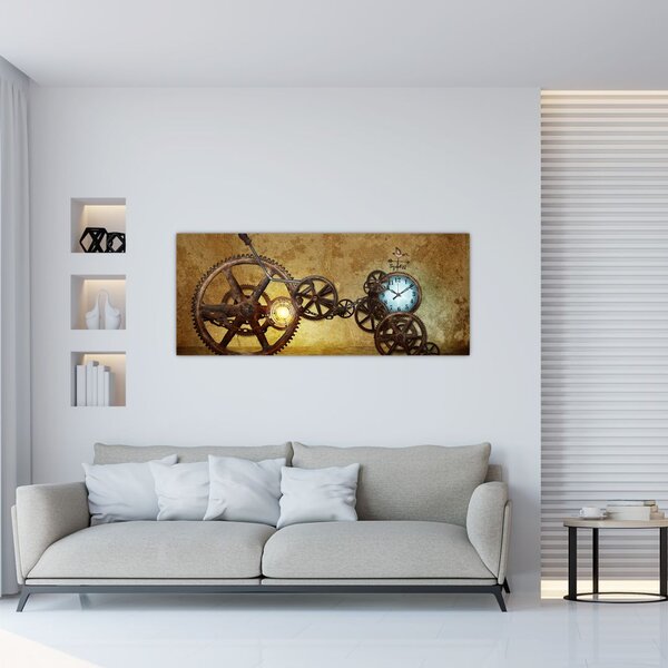 Slika povijesnih satnih mehanizama (120x50 cm)