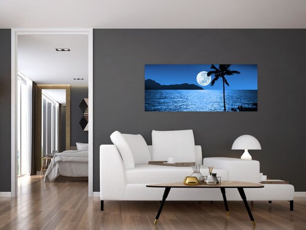 Slika - Mjesec iznad morske površine (120x50 cm)