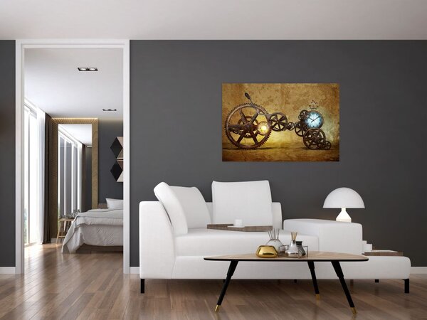 Slika povijesnih satnih mehanizama (90x60 cm)