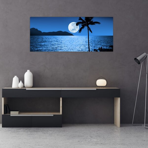 Slika - Mjesec iznad morske površine (120x50 cm)