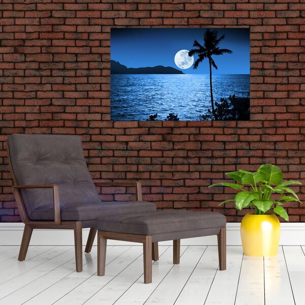 Slika - Mjesec iznad morske površine (90x60 cm)