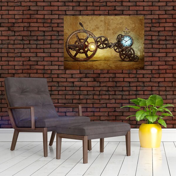 Slika povijesnih satnih mehanizama (90x60 cm)