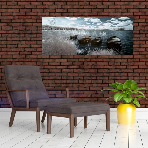 Slika - Drveni čamci na jezeru (120x50 cm)
