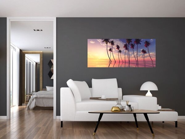 Slika palmi uzdignutih iznad vodene površine (120x50 cm)