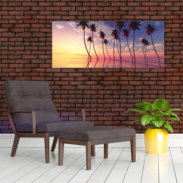 Slika palmi uzdignutih iznad vodene površine (120x50 cm)
