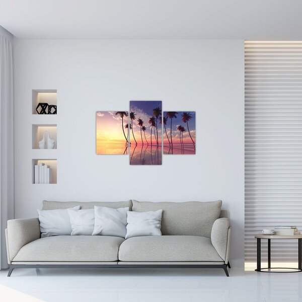 Slika palmi uzdignutih iznad vodene površine (90x60 cm)