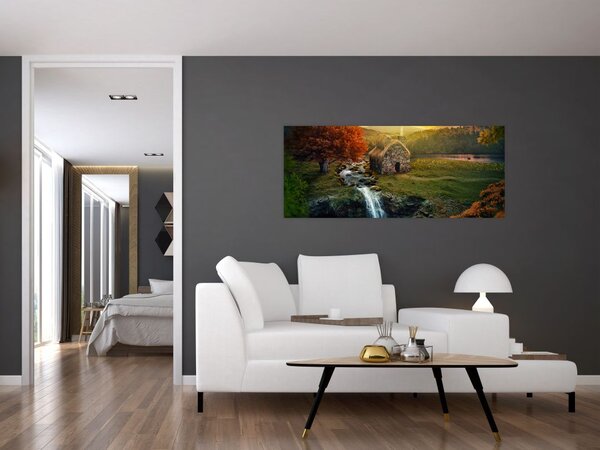 Slika kućice u bajkovitom krajoliku (120x50 cm)