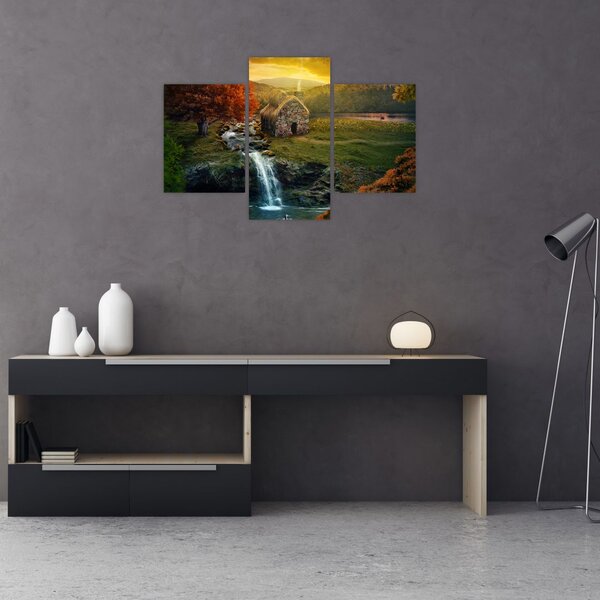 Slika kućice u bajkovitom krajoliku (90x60 cm)