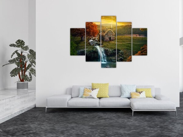Slika kućice u bajkovitom krajoliku (150x105 cm)