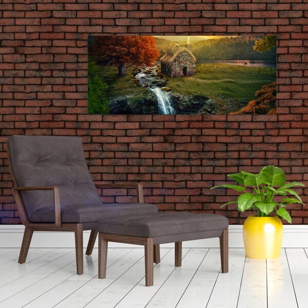 Slika kućice u bajkovitom krajoliku (120x50 cm)