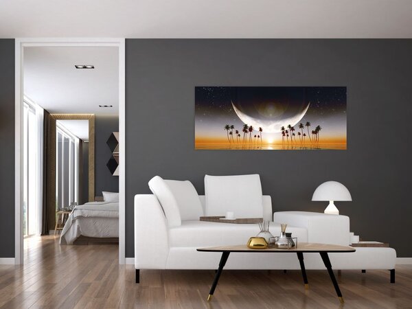Slika - Mjesec iznad palmi (120x50 cm)