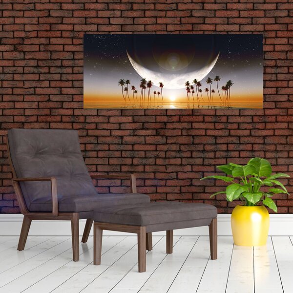 Slika - Mjesec iznad palmi (120x50 cm)
