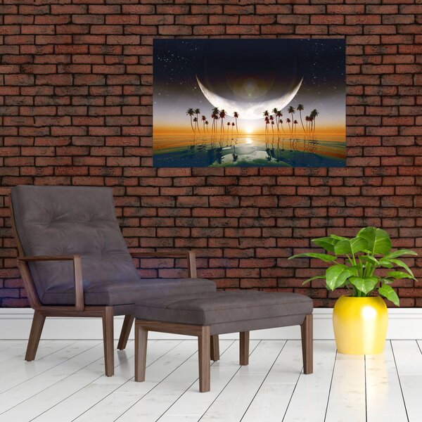 Slika - Mjesec iznad palmi (90x60 cm)