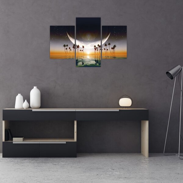 Slika - Mjesec iznad palmi (90x60 cm)