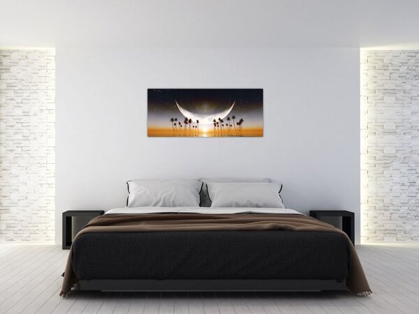 Slika - Mjesec iznad palmi (120x50 cm)