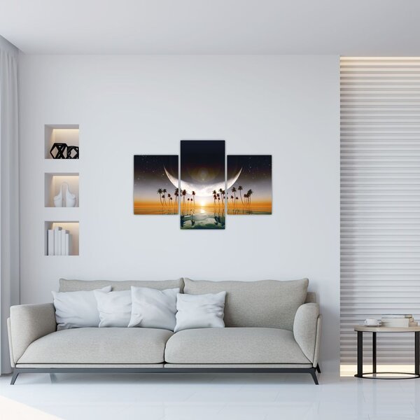 Slika - Mjesec iznad palmi (90x60 cm)