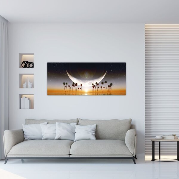 Slika - Mjesec iznad palmi (120x50 cm)