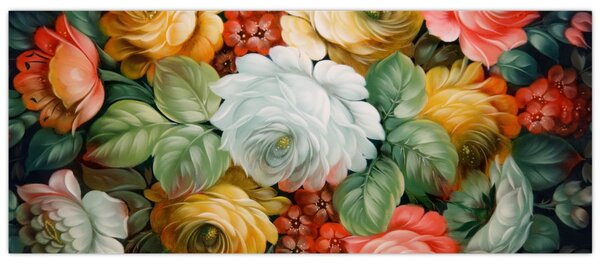 Slika naslikanog buketa cvijeća (120x50 cm)