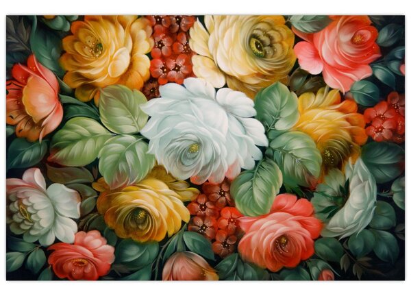 Slika naslikanog buketa cvijeća (90x60 cm)