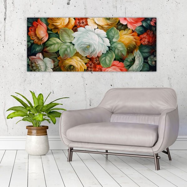 Slika naslikanog buketa cvijeća (120x50 cm)
