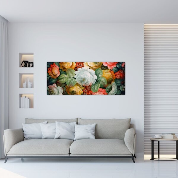 Slika naslikanog buketa cvijeća (120x50 cm)