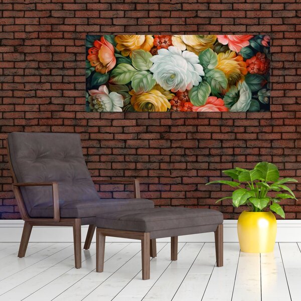 Slika naslikanog buketa cvijeća (120x50 cm)