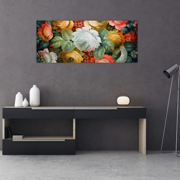 Slika naslikanog buketa cvijeća (120x50 cm)
