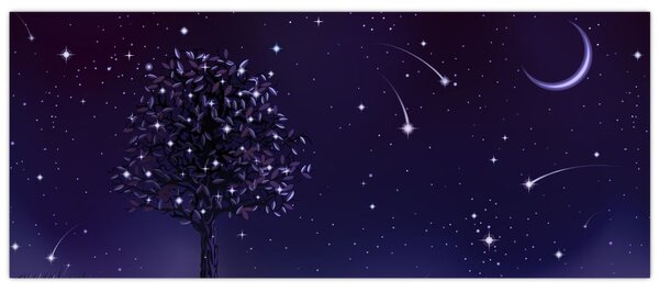 Slika - Noć zabilježena ilustracijom (120x50 cm)