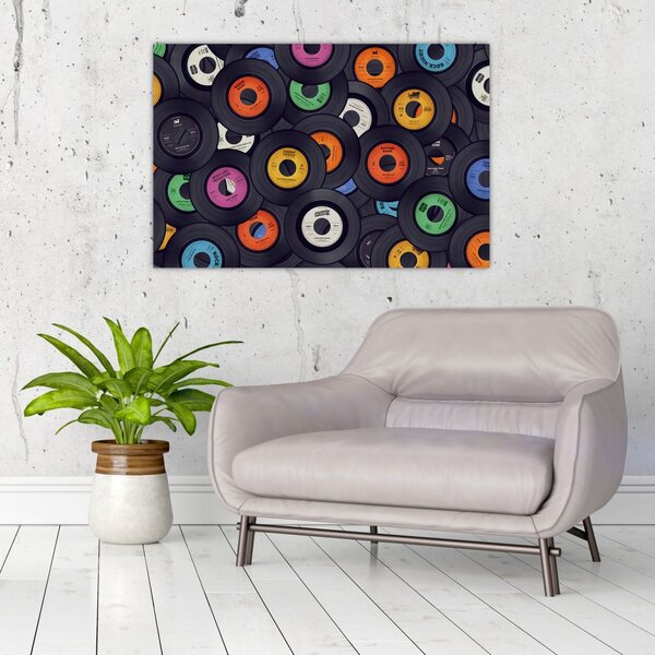 Slika - Glazbene gramofonske ploče (90x60 cm)